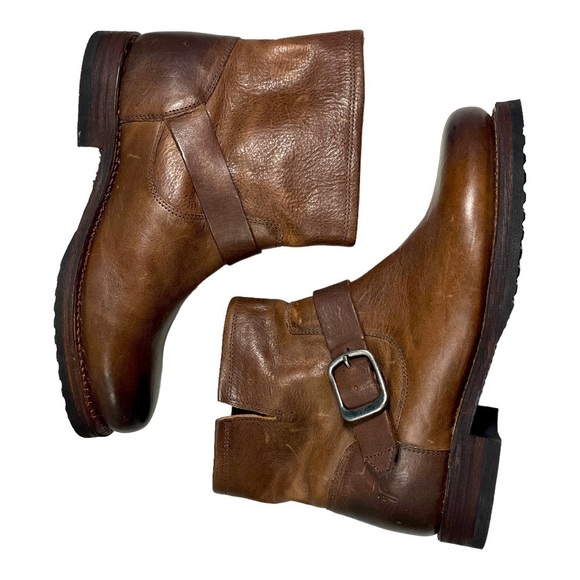 Frye Shoes - FRYE veronica bootie brown leather moto like new condition size 7.5 M